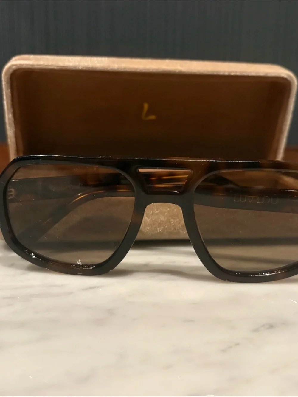Luv Lou “The Banks” Aviator Sunglasses in Moss Tort